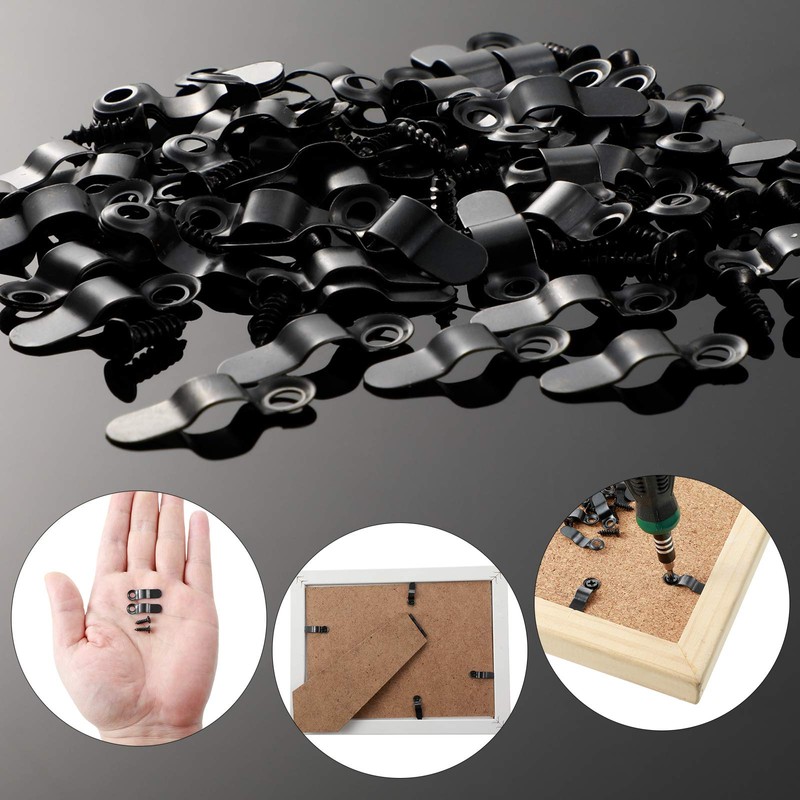 Hotop 100 Sets Metal Picture Frame Turn Buttons Fasteners with