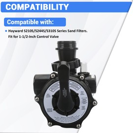 SZQBZMJ SP0710X62 Multiple Port Valve with Gauge Compatible with Hayward S210S/S244S/S310S Series Sand Filters, Fit for 1-1/2-Inch Control Valve