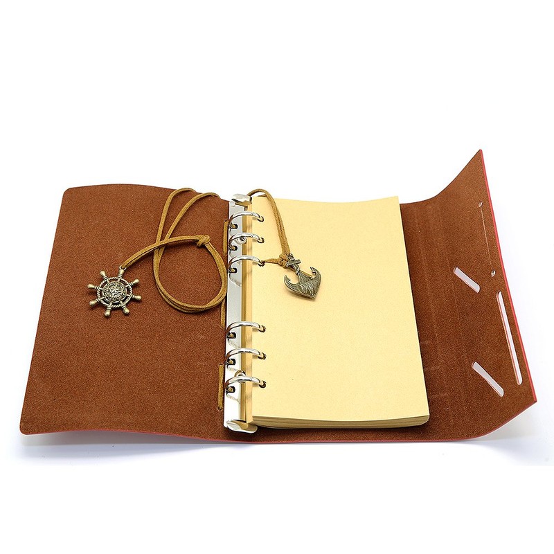 EvZ Leather Writing Journal Notebook, 7 Inches Vintage Nautical Spiral