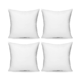 Acanva Throw Pillow Inserts for Bed Couch Sofa, Ultra Soft Polyester Filling for Decorative Cushion Square Sham Form, 18"x18"-4 Pack, White 4 Count