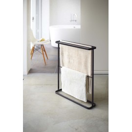Yamazaki Home Tower Bath Towel Hanger - Bathroom Organizer Storage Holder Dry Rack, 30" - Steel - Holds Towels Up to 24.5" X 58"
