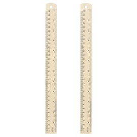 sourcing map 2pcs Metal Straight Ruler 30cm Metric SAE Aluminum Alloy Measuring Rulers Scale Tool with Hole for Measure Study Reading Classroom Office, Beige