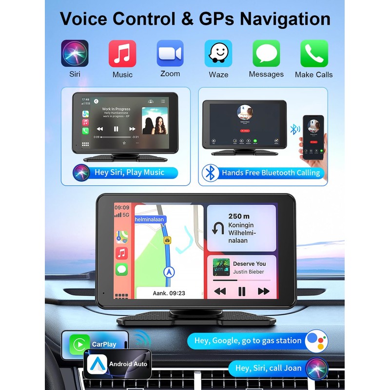 Apple Carplay Screen for Car, 7" HD Portable Car Stereo