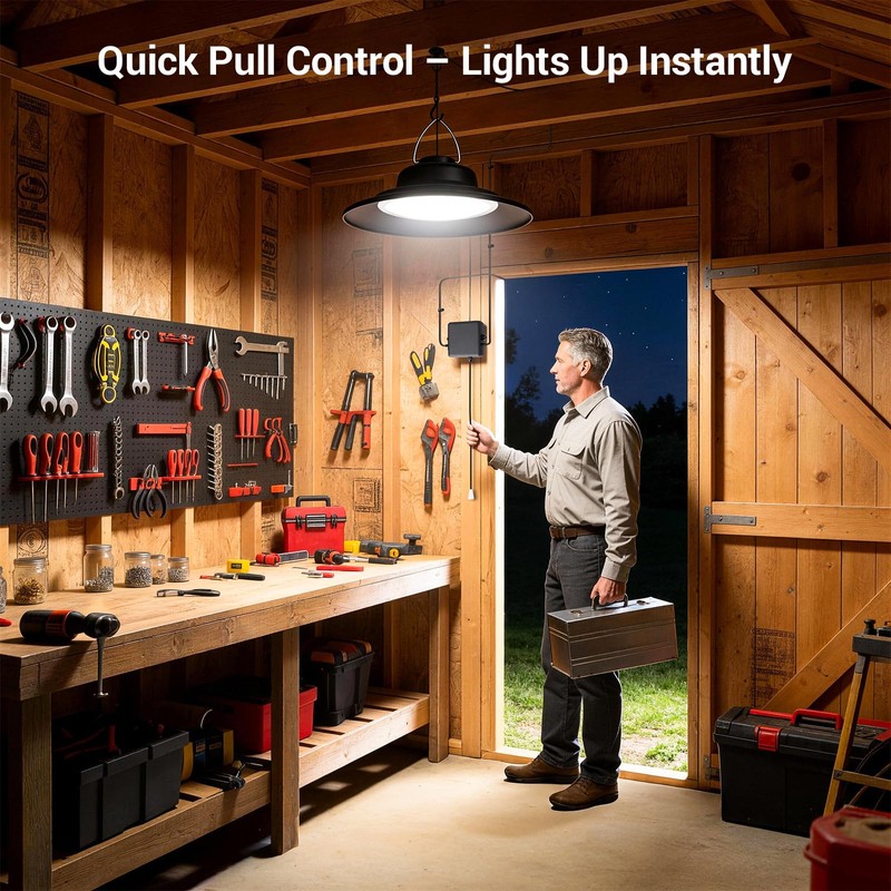ropelux Solar Powered Shed Light Indoor Outdoor, 2000LM Daytime Available