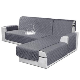 VANSOFY Sectional Couch Covers 100% Waterproof L Shaped Sofa Slipcover 3pcs Reversible Chaise Lounge Cover for Sectional Sofa Furniture Protector Cover for Pets Dog Cat(Small, Dark Gray)