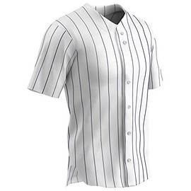 Champro Standard Ace Button Front Baseball Jersey, White, Navy PIN, Adult X-Large