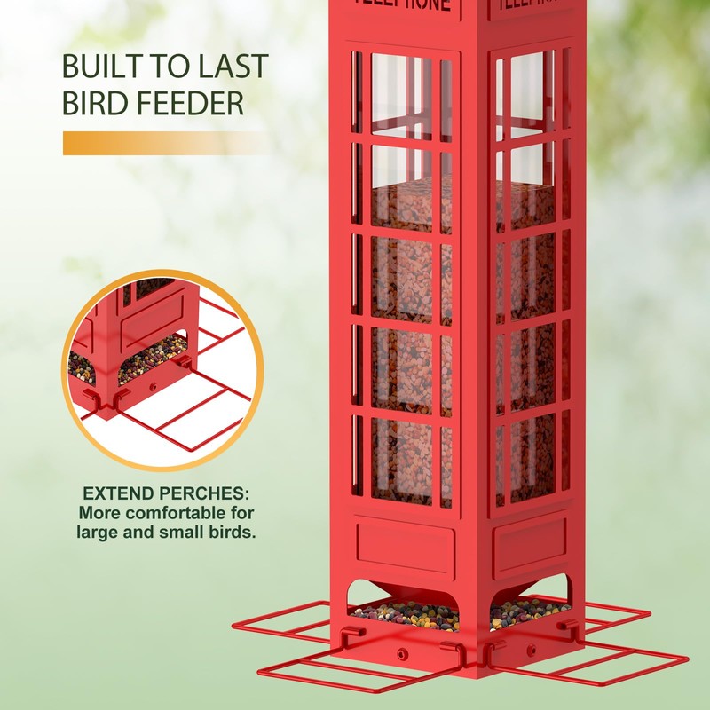 Squirrel Proof Bird Feeder, 3LB Large Capacity Metal Cage Feeder