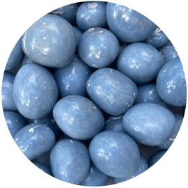 WHOLESALE Angelite Tumbled Stones, Polished Angelite Gemstone, Angelite Healing Crystals (Angelite, 0.5 Pound)