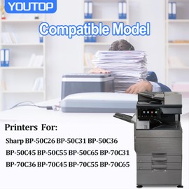 YOUTOP BPNT70 BP-NT70 Black Toner Cartridge BP-NT70BA BP-NT70-BA Replacement for Sharp BP-50C26 BP-50C31 BP-50C36 BP-50C45 BP-70C31 BP-70C36 BP-70C45 Printers