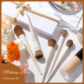 Jessup Set Brochas de Maquillaje,5pcs Pinceles Maquillaje Facial de Vegana para Base,Colorete,Bronceador,Contorno,Resaltador,Pincel para Polvo Esponjo