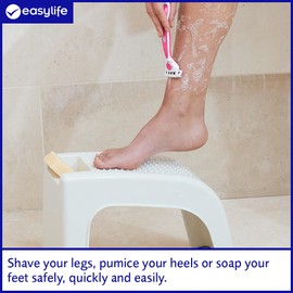 Easylife Shower Foot Rest with Sloped Top, Non-Slip Feet, L37.5 x W16.5cm x H28-22cm - Fully Guaranteed