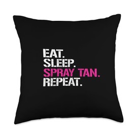 Vintage Eat Sleep Spray Tan Repeat Spray Tan Artist Throw Pillow