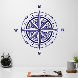 Vinyl Wall Decal Compass Nautical Travel Tourism Sea Style Stickers Mural Large Decor (g6423) Black