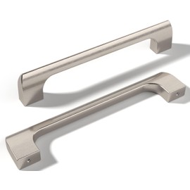 monti hardware | 10 Pack Brushed Nickel 5 Inch Hole Center | Solid Metal Cabinet Handles Bathroom Home Decor Drawer Pulls | Stainless Metal Kitchen Cabinet Handles | Etna Collection