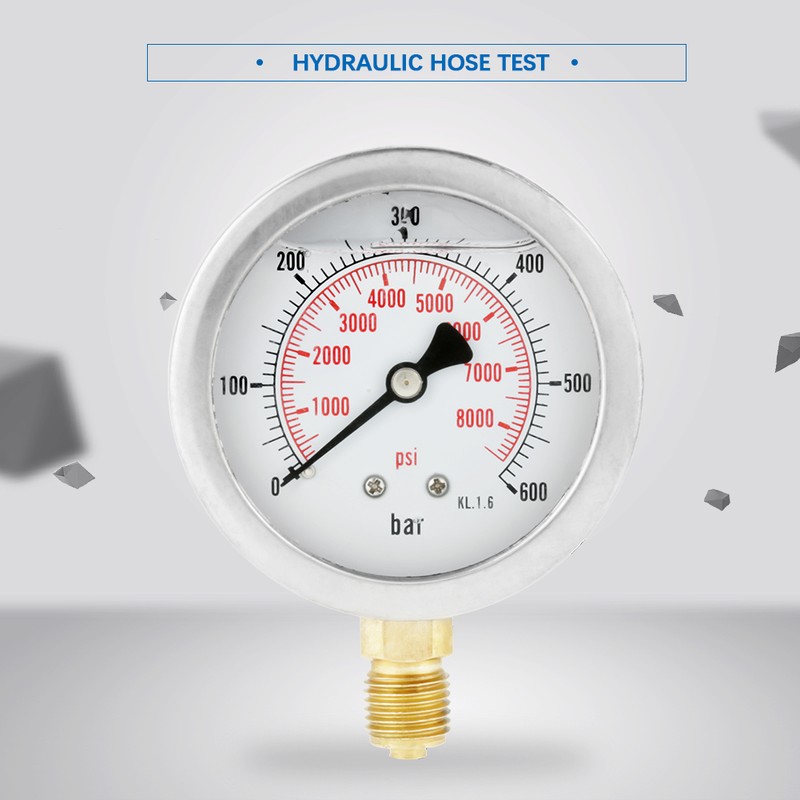 Hydraulic Hose Test Point Coupling M16*2-BSP1/4 + 0~600BAr 8500PSI Gauge