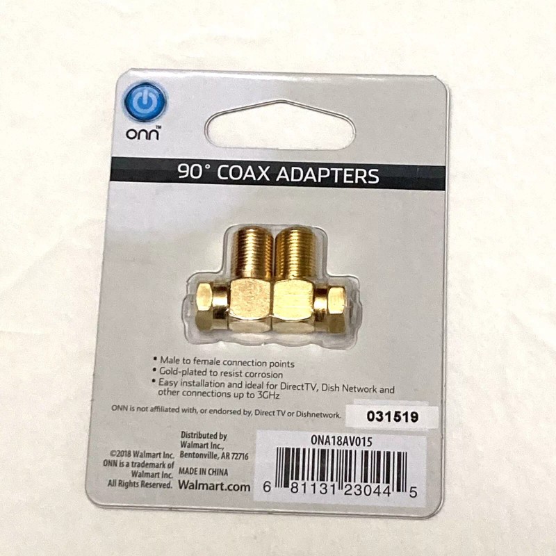 ONN 2 PACK Right Angle 90 Degree Coax Coaxial Cable