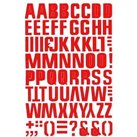 Letter ABC 26 mm Sticker Set - 27 x 18 cm | Red | Waterproof Transparent Individually Die-Cut | Motorcycle, Car, Laptop, Helmet Decoration