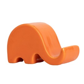 ZEAFER Elephant Decorative Ceramic Statue and Mobile Phone Holder New Choice for Elephant Lovers, Elephant Gifts for Women, Bookshelf Ornaments for Home Decoration (Orange Ceramic Elephant)