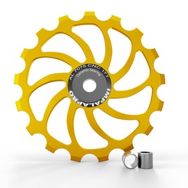 IMPALAPRO Bike Oversized Ceramic Jockey Wheel 15T/17T AL7075 - Derailleur Pulley - Jockey Wheel Shimano - Jockey Wheels 11 Speed - Pulley Sram - Shimano Jockey Wheels (17T Gold)
