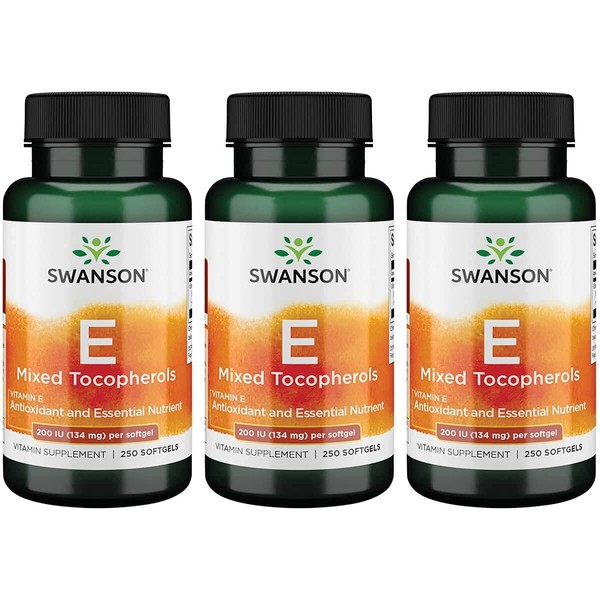 Swanson Vitamin E Mixed Tocopherols 200 Iu (134 Milligrams) 250 Sgels (3 Pack)