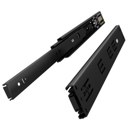 VADANIA 16" Soft Close Drawer Slide, #VK1245, 3-Fold Full Extension, Self Silent Closing, Heavy Duty 100lb Load Capacity, Ball Bearing, Side Mount, Black, 1-Pair