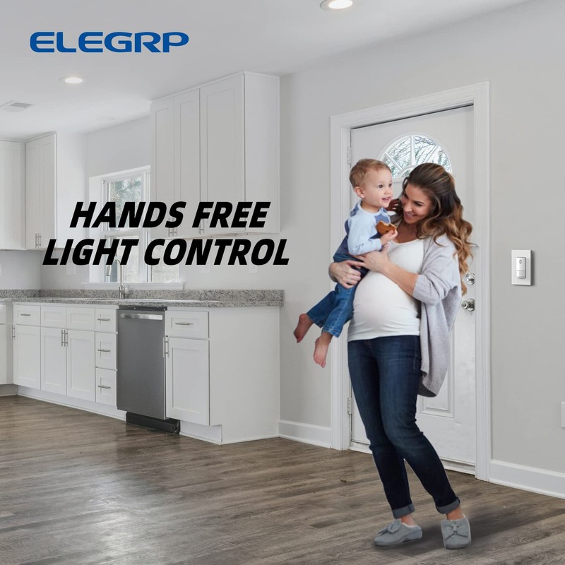 ELEGRP Single Pole Occupancy Motion Sensor Light Switch, PIR Infrared