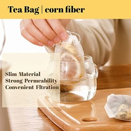 100Pcs 7x9cm Bolsitas de té desechables Hojas de té Filtro Filtro Infusor Bolsa Accesorios Cordón Bolsa vacía para té de hojas sueltas, Material de fibra de maíz Cordón desechable