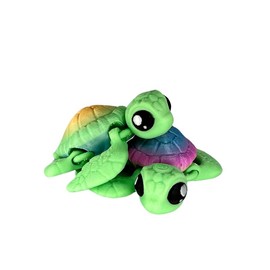 Sea Turtle Baby - 3d printed Turtle - Sea Turtle Figurine - count: Sea Turtles Green Rainbow Shell Duo x2