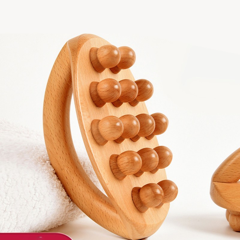 Wooden Body Massage Brush Muscle Relaxation Smoothing Beads Meridian Guasha