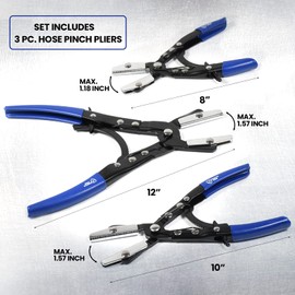 SMOTIVEPRO 3pcs Ratcheting Hose Pinch Off Pliers Set, 8inch 10inch 12inch hose clamps pliers Automotive Locking Pinch Off Pliers Radiator, Coolant, Heater, Fuel Pinch