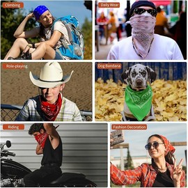 L&M LM 12Pcs Bandanas 100% Cotton Paisley Print Head Wrap Scarf Wristband (Multi Color)