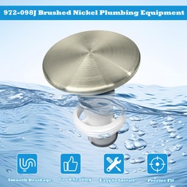 Sthovd 972-098J Brushed Nickel Plumbing-Equipment for Sink Drain Sink Stopper,Part Push and Seal Drain Assembly 35338-06XX Bathroom Drain Sink Plug