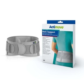 Actimove Daily Back Support, High Density Foam Panel Back Brace Adjustable Double Layer Compression for Acute and Chronic Back Pain, Lumbar Instability, Rehabilitation, Grey, Size S/M