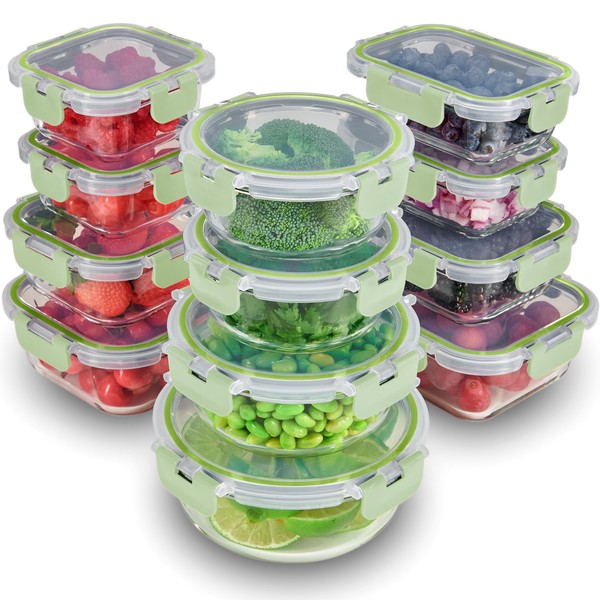 FineDine 24 Piece Glass Storage Containers with Lids - Leak