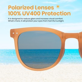 Cyxus 6021 Folding Sunglasses, For Kids, Polarized Lenses, UV Protection, UV Protection, Wellington Frame, For Outdoors, Travel, Cute, Boys And Girls, Braun