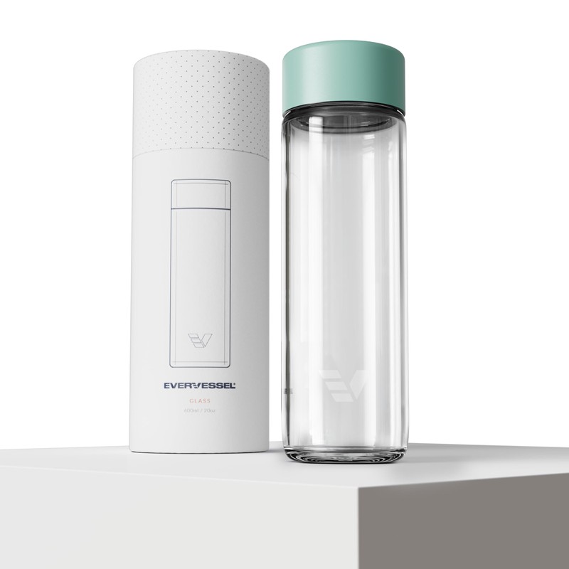 EVER VESSEL Glass Water Bottle 20oz - Non-insulated | Borosilicate