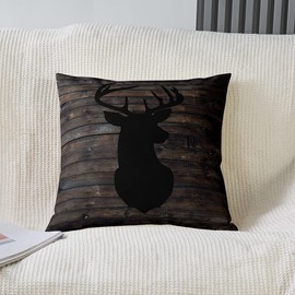 Cute Deer Pillow Covers 20x20 Set of 2 Deer Hunting Decorative Throw Pillow Covers Cases Home Decor Antlers Western Farmhouse Black Brown Wild Animal Cushion Case for Couch Sofa Outdoor