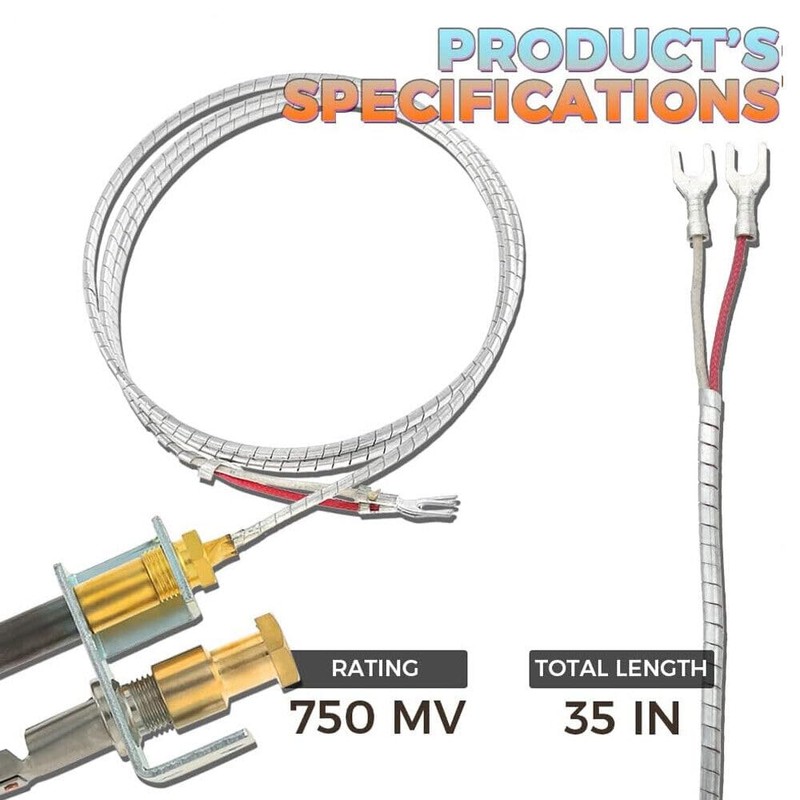 Pilot Burner and 750 Millivolt Thermopile Assembly, Own 36-Inch Leads