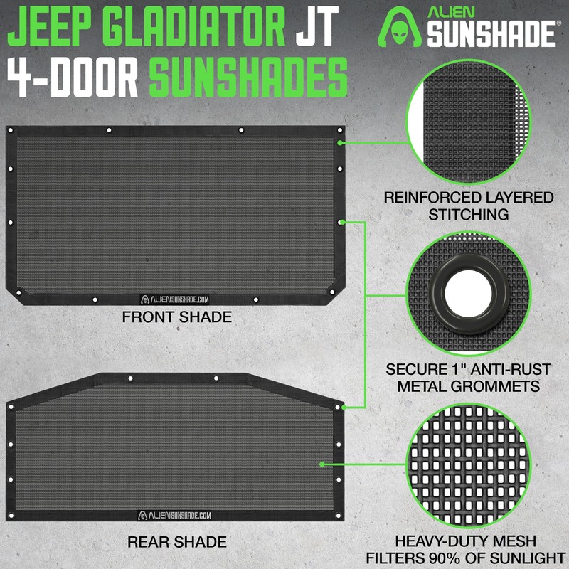 Alien Sunshade Jeep Gladiator Sun Shade Black (2018-2023) Jeep Gladiator
