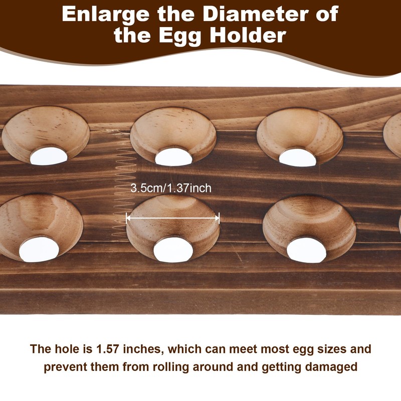 Egg Holder Countertop, 3-Tire Solid Wooden Egg Holder, Stackable Egg
