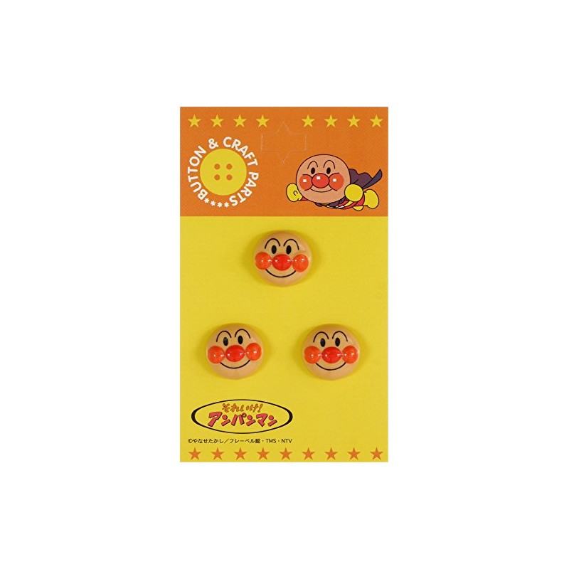 Inagaki AN001 Anpanman Character Buttons, 3 Pieces