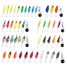 Fishing Trout Spoon Set, 46 Pieces, Trout Spoon, Trout Spoon, Single Hook Set, Trout Bait, Spinner Fishing Lure, Fishing Accessories, Spinner Blinker Set for Trout, Fishing Spoons, Trout, Bass,