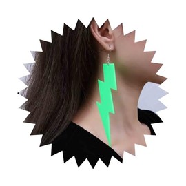 Allereya Vintage Lightning Bolt Dangle Earrings Acrylic Thunder Drop Earrings Resin Thunder Earrings Green Lightning Bolt Earrings Jewelry for Women and Girls (Green)