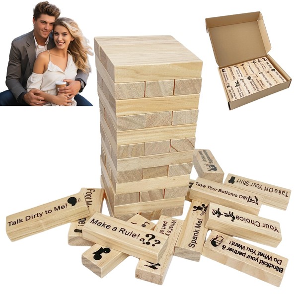 CHILDPHILO Lust Tower, Tumble Blocks Game for Adults, Valentine 48Pcs