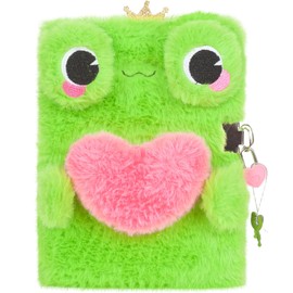 Frog Diary for Girls with Lock, Plush FrogToys Gift for Teen Girls, Kids Writing Journal Notebook, Birthday Gifts for Little Girls Ages 5 6 7 8 9 10-12 Year Old