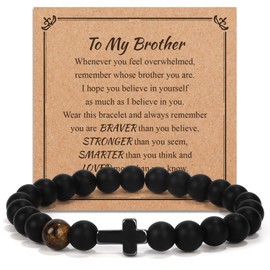 TecquorA Brother Gifts from Sister, Christian Cross Bracelet Brothers Gift for Birthday Christmas Valentines Graduation Gifts for Big Brother Adult