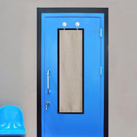 NICETOWN Door Curtains for Door Window 30 inches Long, Faux Linen Classroom Glass Door Curtain with Self Adhesive Hooks, Privacy French Door Shades for Small Window, W10 x L30, Angora, 1 Panel