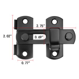 INIRET 2 Packs Barn Door Latches，2.75” x 2.02” Black Stainless Steel barn gate flip Door Latch Bi-fold Door Lock,Sliding Door Antique Lock Gate Latches Wine Cabinet Closet Door Latches