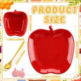 Sieral 3 Pcs Rosh Hashanah Apple Shaped Honey Dish Set with Ceramic Apple Plate, Honey Bowl and Gold Honey Spoon for Jewish New Year Judaica Gift Decorations Hostess Party Favors, Shana Tova Holiday