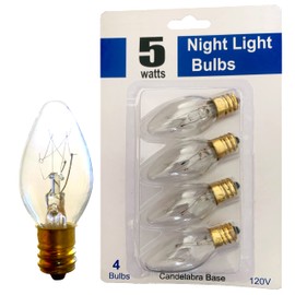 Canbry (2 Set) Night Light Bulbs Clear Bulbs, C7, 5 Watt, 18 Lumen, Soft Warm White, Set of 4 (Bubble Wrapped for Safe Transit)